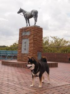 小太郎馬銅像前